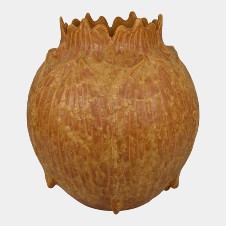 Ephraim Faience 2002 Hand Made Pottery Harvest Squash Bulbous Ceramic Vase 116