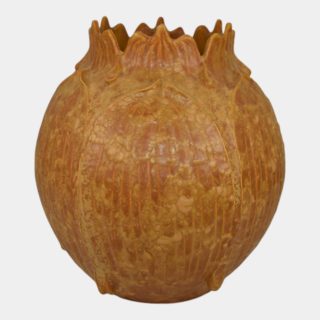 Ephraim Faience 2002 Hand Made Pottery Harvest Squash Bulbous Ceramic Vase 116