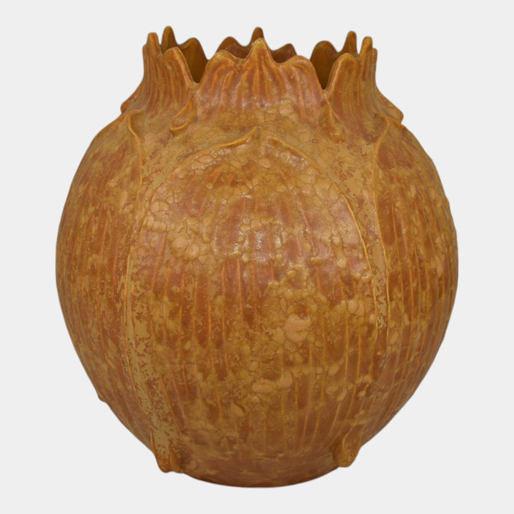 Ephraim Faience 2002 Hand Made Pottery Harvest Squash Bulbous Ceramic Vase 116