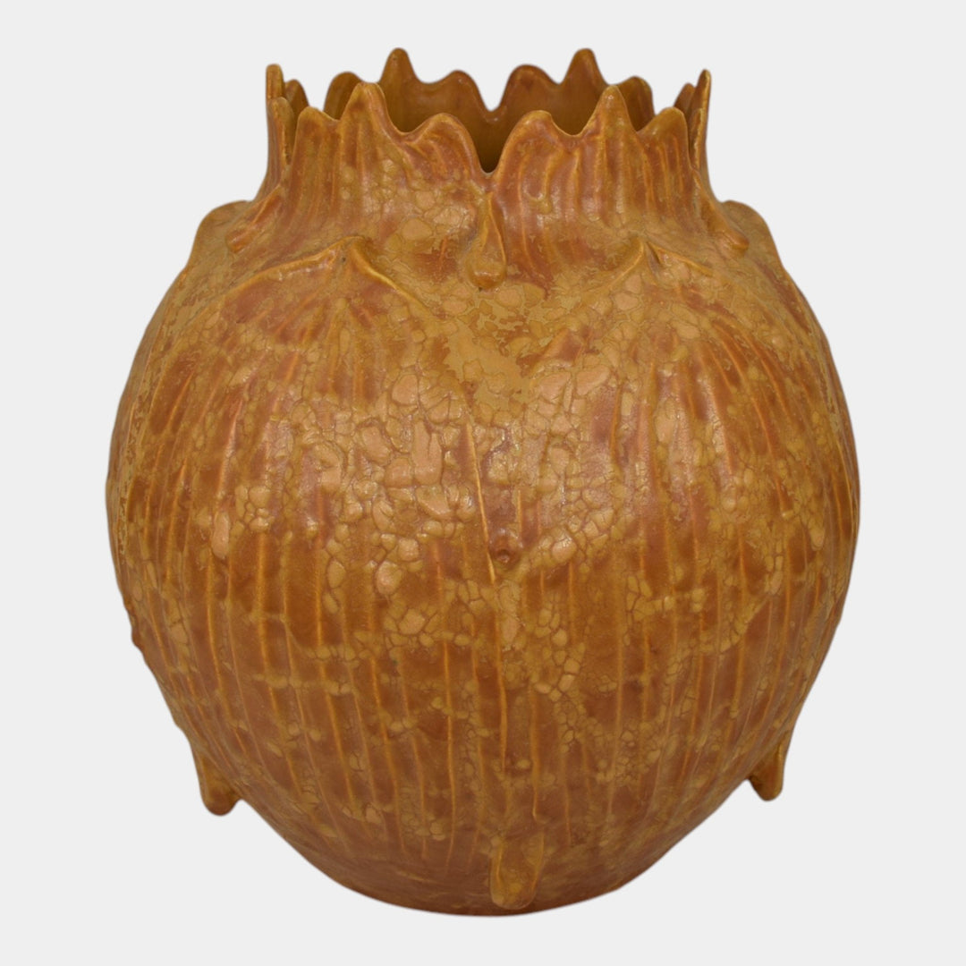 Ephraim Faience 2002 Hand Made Pottery Harvest Squash Bulbous Ceramic Vase 116