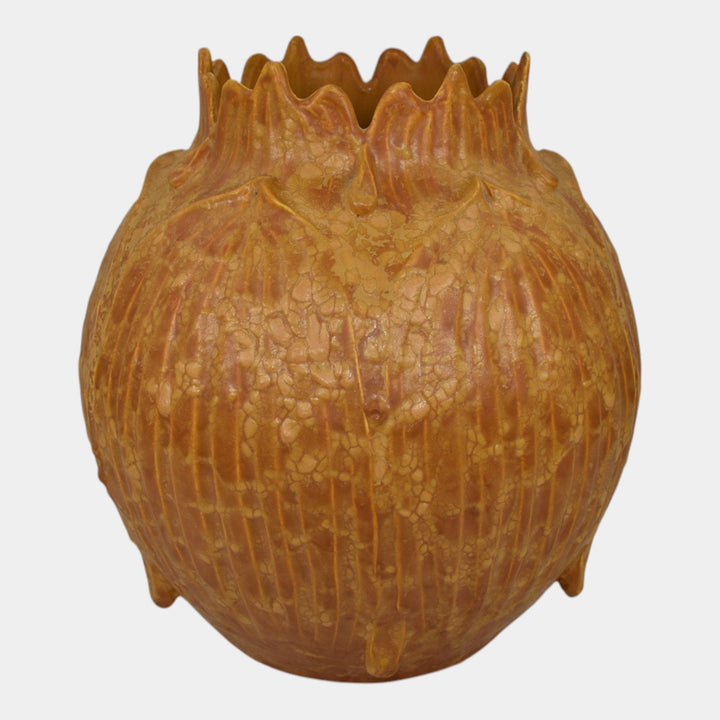 Ephraim Faience 2002 Hand Made Pottery Harvest Squash Bulbous Ceramic Vase 116