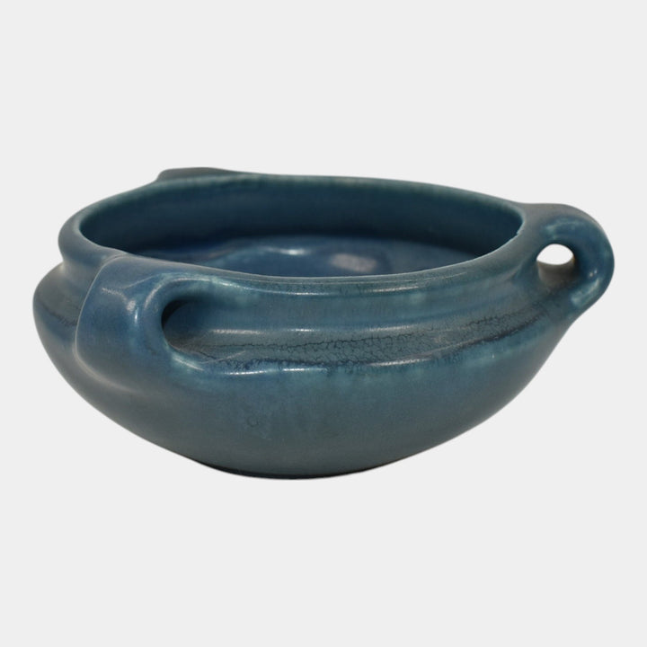 Rookwood 1924 Vintage Arts And Crafts Pottery Blue Ceramic Handled Bowl 2163E