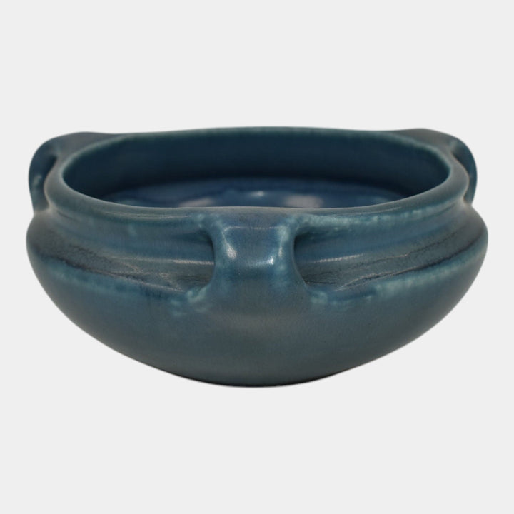 Rookwood 1924 Vintage Arts And Crafts Pottery Blue Ceramic Handled Bowl 2163E