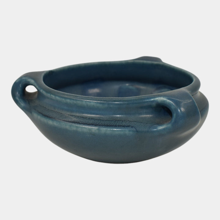 Rookwood 1924 Vintage Arts And Crafts Pottery Blue Ceramic Handled Bowl 2163E