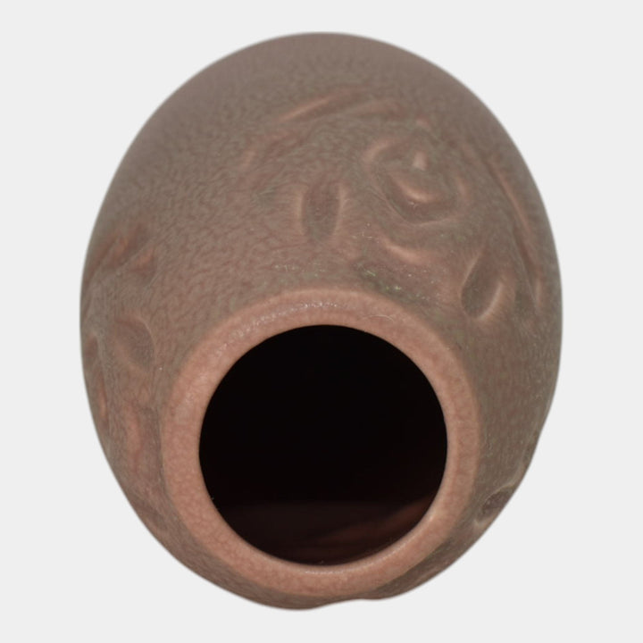 Rookwood 1923 Vintage Art Pottery Matte Glaze Pink Peacock Feather Vase 1904