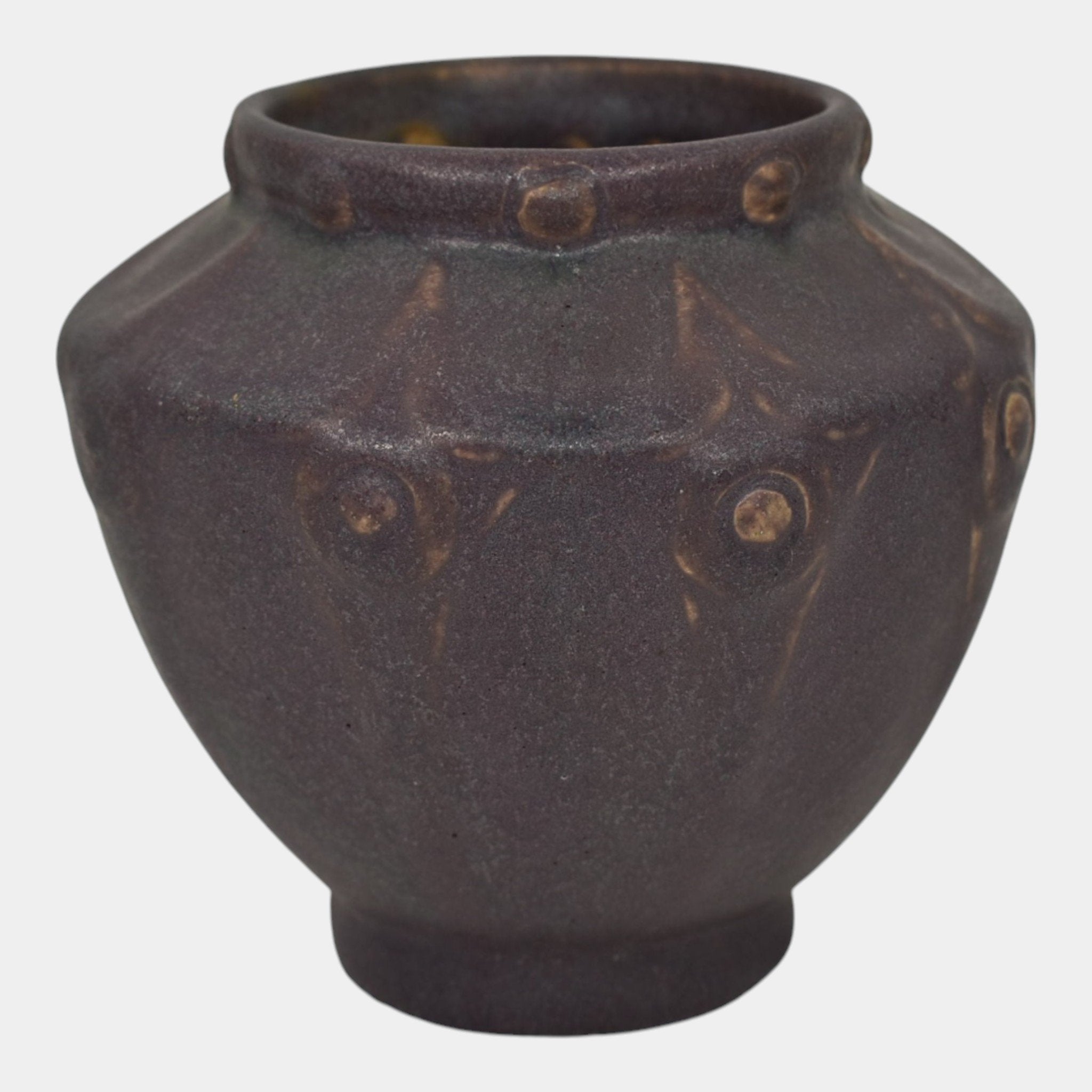 工芸品  Pampula vase 90mm Van Briggle 1907-12 Vintage Arts And Crafts Pottery Matte Purple