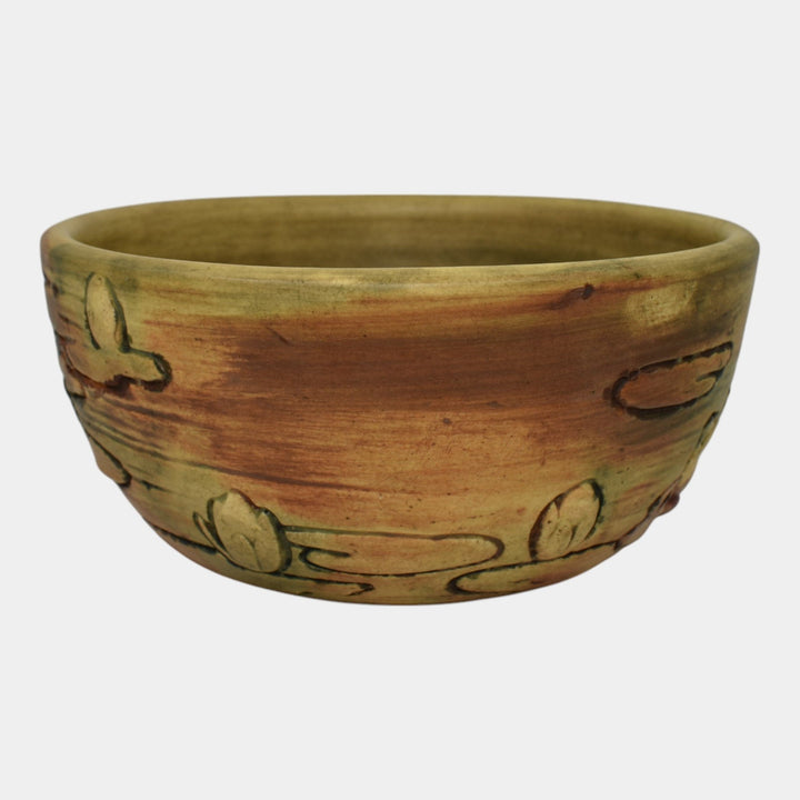 Weller Woodcraft 1920s Vintage Art Pottery Ceramic Waterlily Bowl