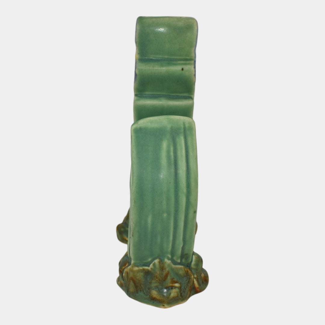 Weller Ardsley 1920s Art Deco Pottery Blue Iris Green Ceramic Pillow Vase