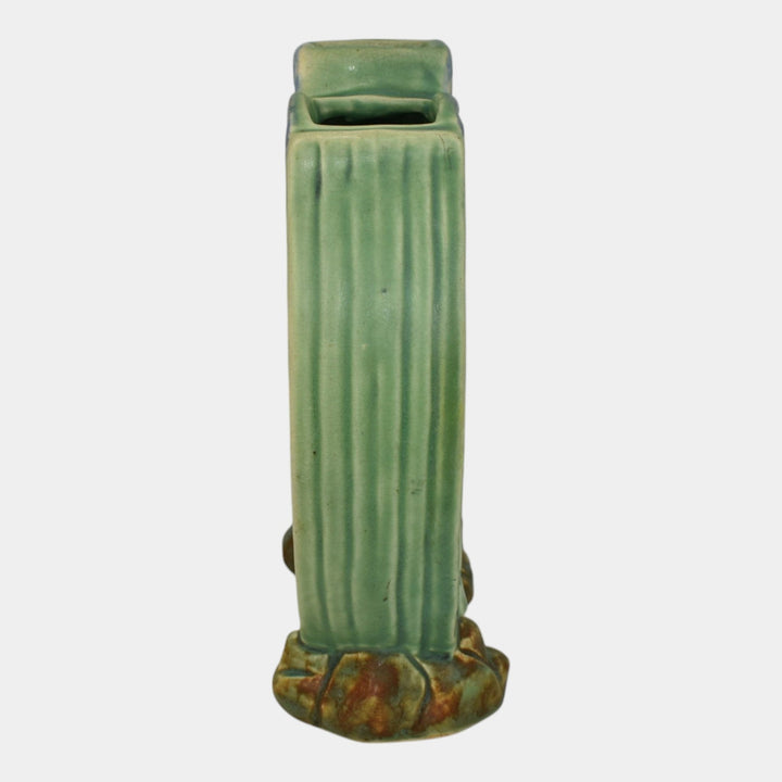 Weller Ardsley 1920s Art Deco Pottery Blue Iris Green Ceramic Pillow Vase
