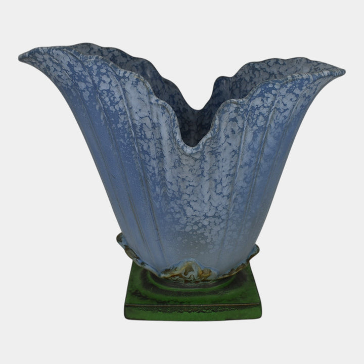 Weller Sydonia 1920s Vintage Art Deco Pottery Blue Large Ceramic Vase