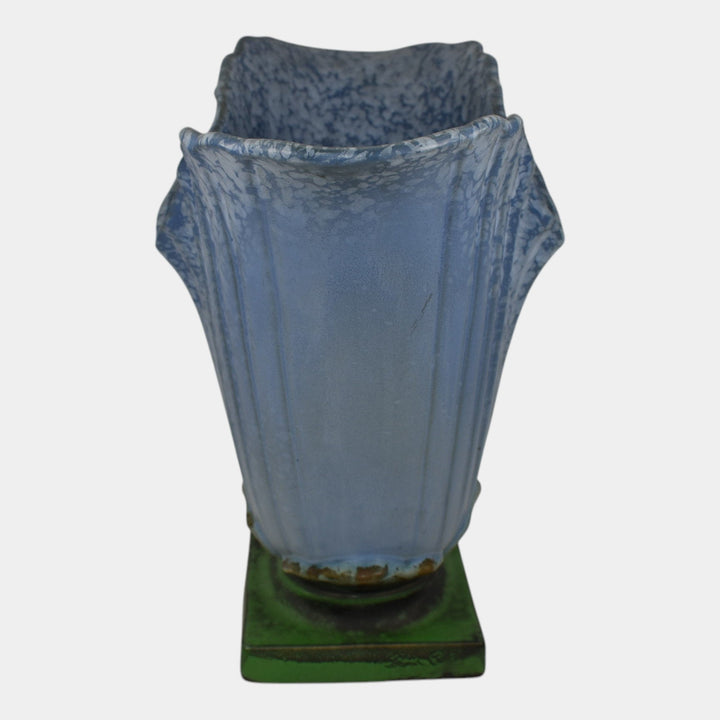 Weller Sydonia 1920s Vintage Art Deco Pottery Blue Large Ceramic Vase