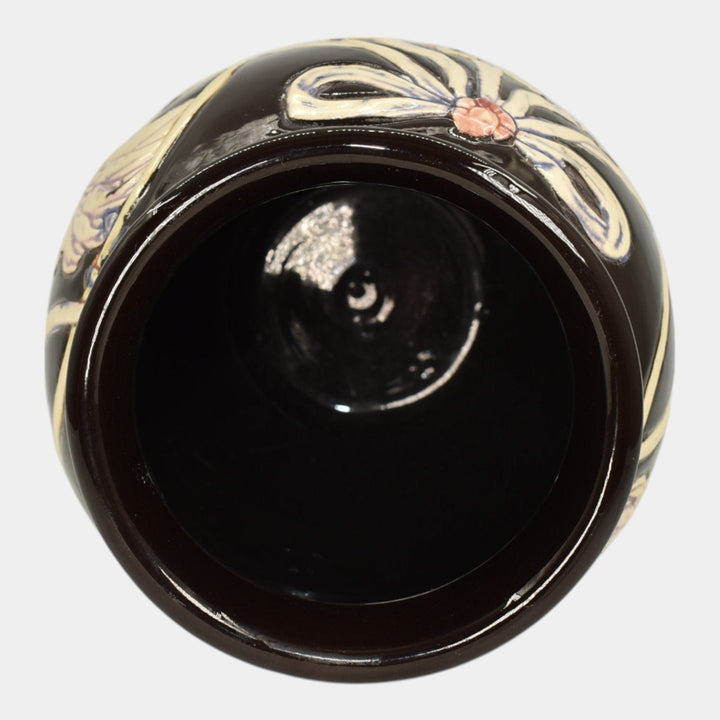 Weller Rosemont 1st Line 1918-20s Art Pottery Cockatoo Parrot Black Vase