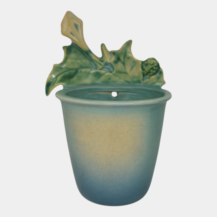 Roseville Thornapple Blue 1937 Art Deco Pottery Ceramic Wall Pocket 356-4 - Just Art Pottery