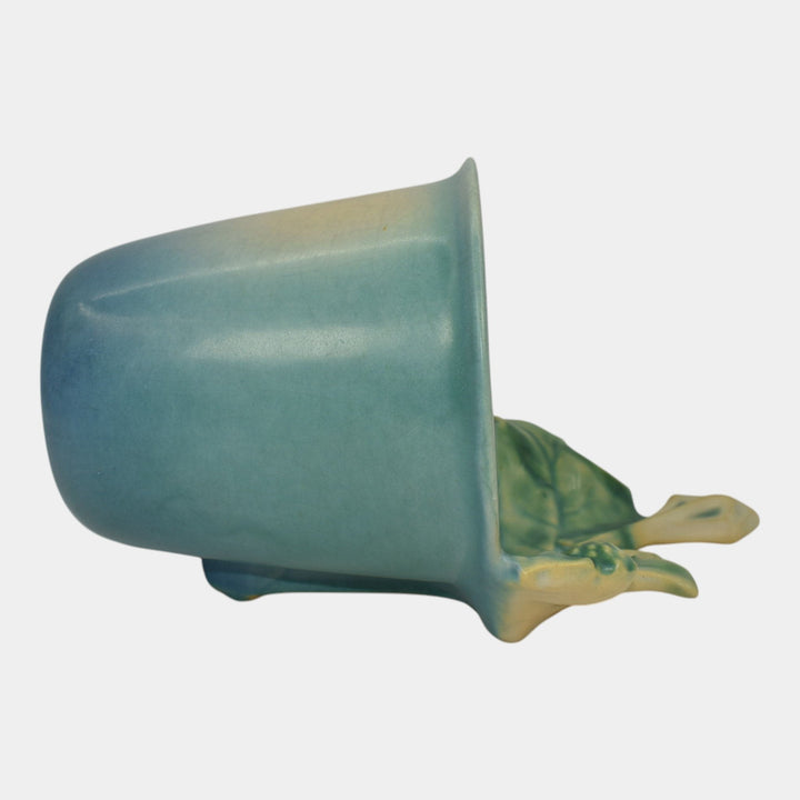 Roseville Thornapple Blue 1937 Art Deco Pottery Ceramic Wall Pocket 356-4 - Just Art Pottery