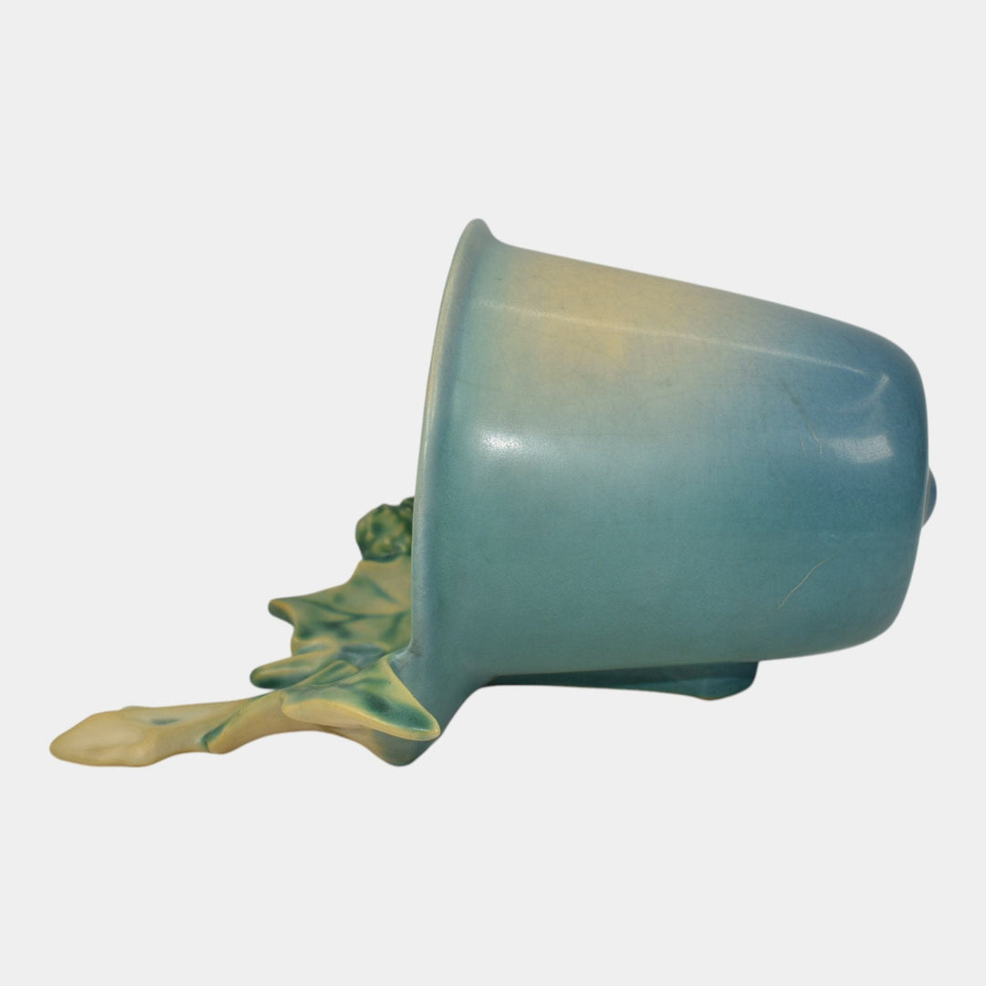 Roseville Thornapple Blue 1937 Art Deco Pottery Ceramic Wall Pocket 356-4 - Just Art Pottery