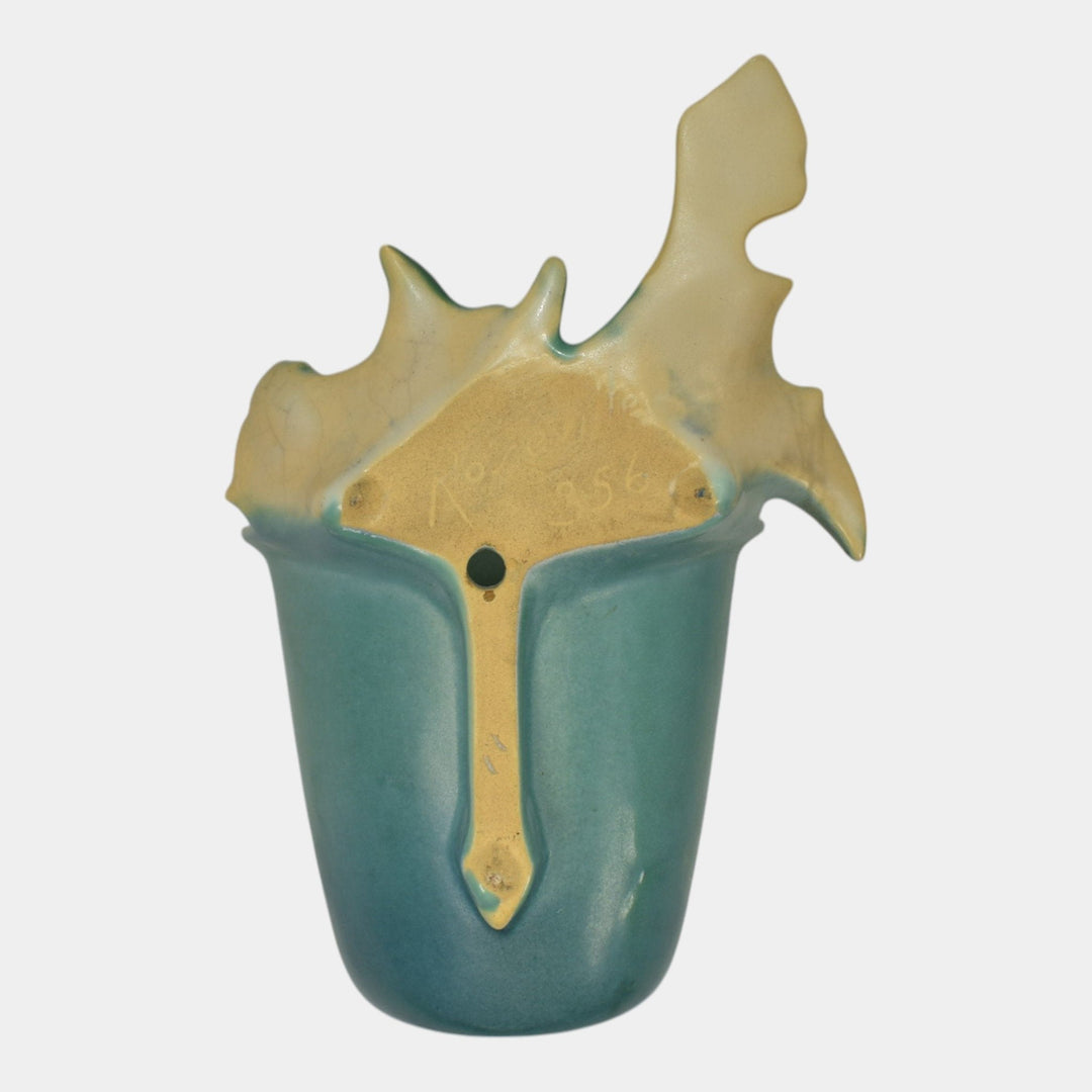 Roseville Thornapple Blue 1937 Art Deco Pottery Ceramic Wall Pocket 356-4 - Just Art Pottery