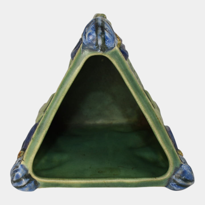 Weller Ardsley 1920s Vintage Art Pottery Green Triangular Iris Ceramic Vase
