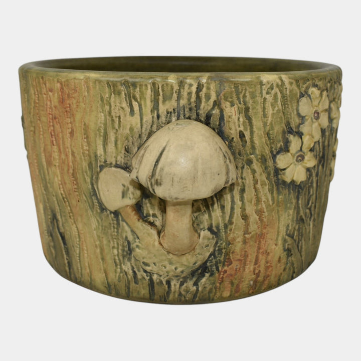 Weller Woodcraft 1920s Art Pottery Ceramic Mushroom Daffodils Jardiniere Planter