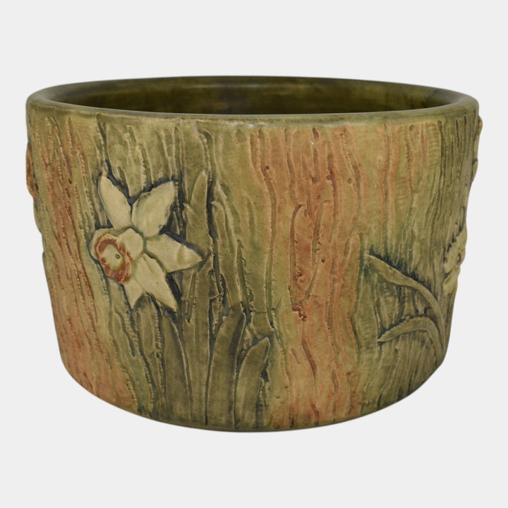 Weller Woodcraft 1920s Art Pottery Ceramic Mushroom Daffodils Jardiniere Planter