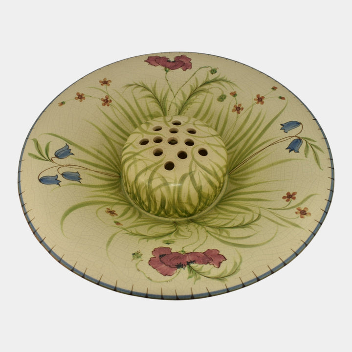 Weller Bonito 1927-33 Vintage Art Pottery Green Floral Ceramic Bowl Flower Frog