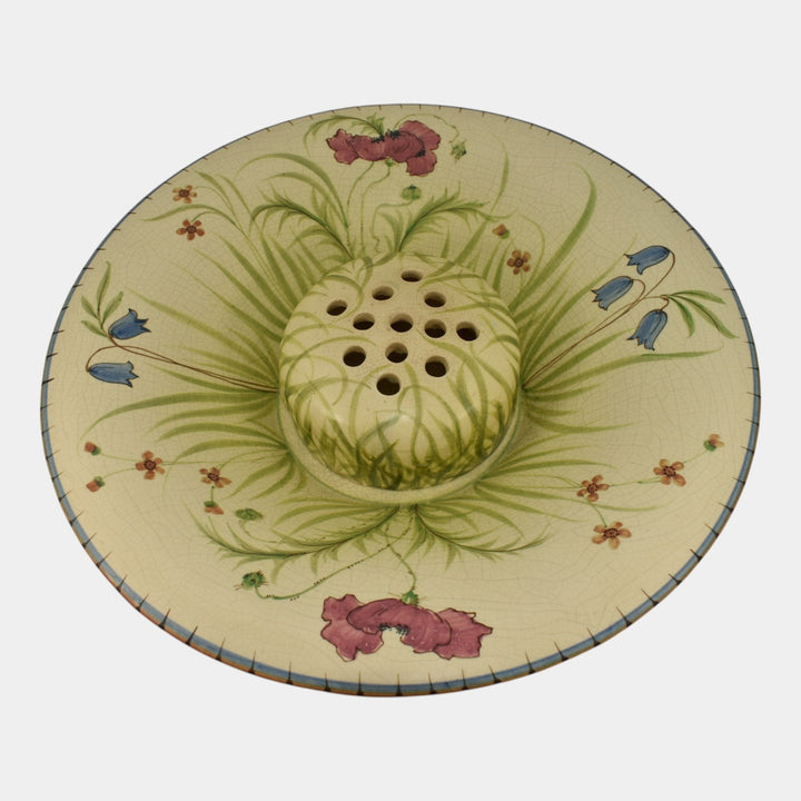 Weller Bonito 1927-33 Vintage Art Pottery Green Floral Ceramic Bowl Flower Frog