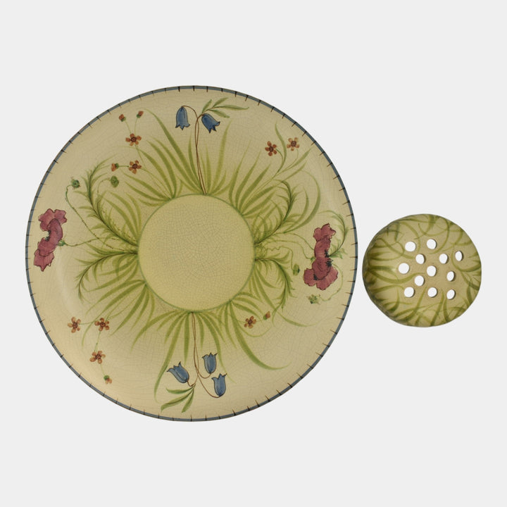 Weller Bonito 1927-33 Vintage Art Pottery Green Floral Ceramic Bowl Flower Frog