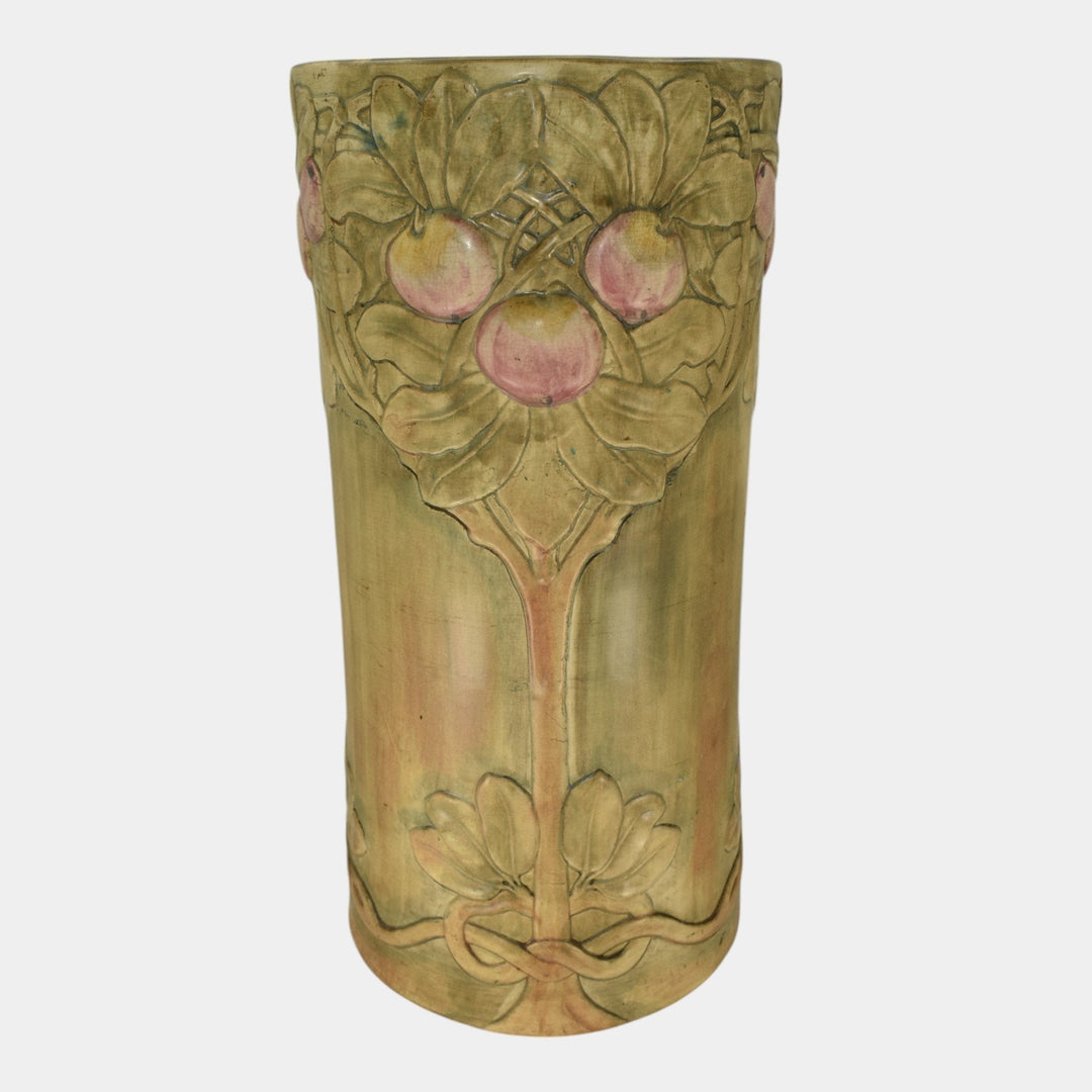Weller Baldin Flemish 1915-20 Arts and Crafts Pottery Apple Tree Umbrella Stand