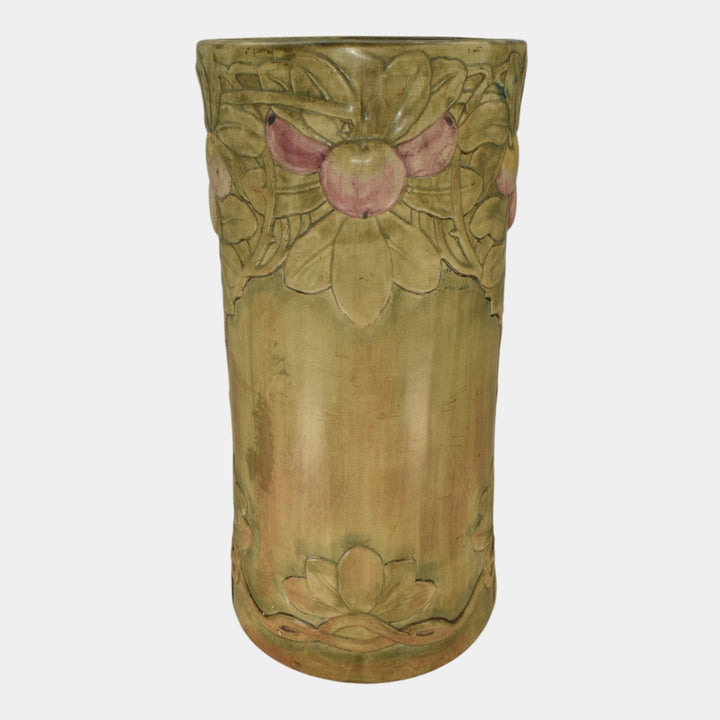 Weller Baldin Flemish 1915-20 Arts and Crafts Pottery Apple Tree Umbrella Stand