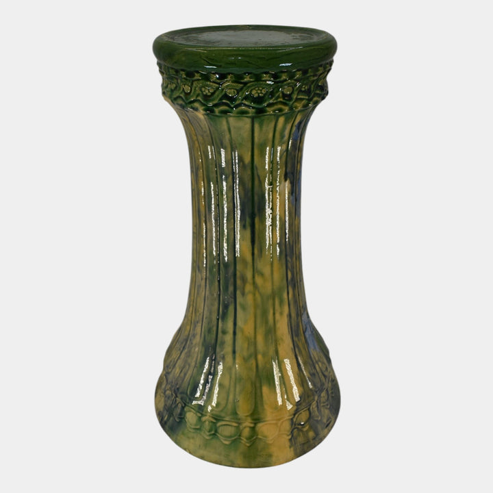 McCoy 1920s Art Deco Pottery Blended Majolica Green Pedestal 40 - Just Art Pottery