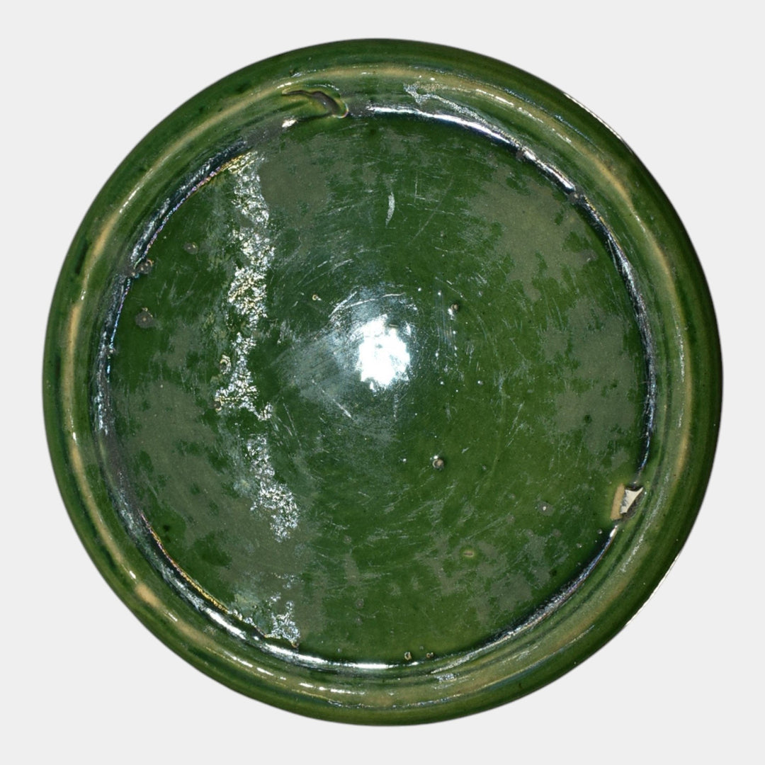 McCoy 1920s Art Deco Pottery Blended Majolica Green Pedestal 40 - Just Art Pottery