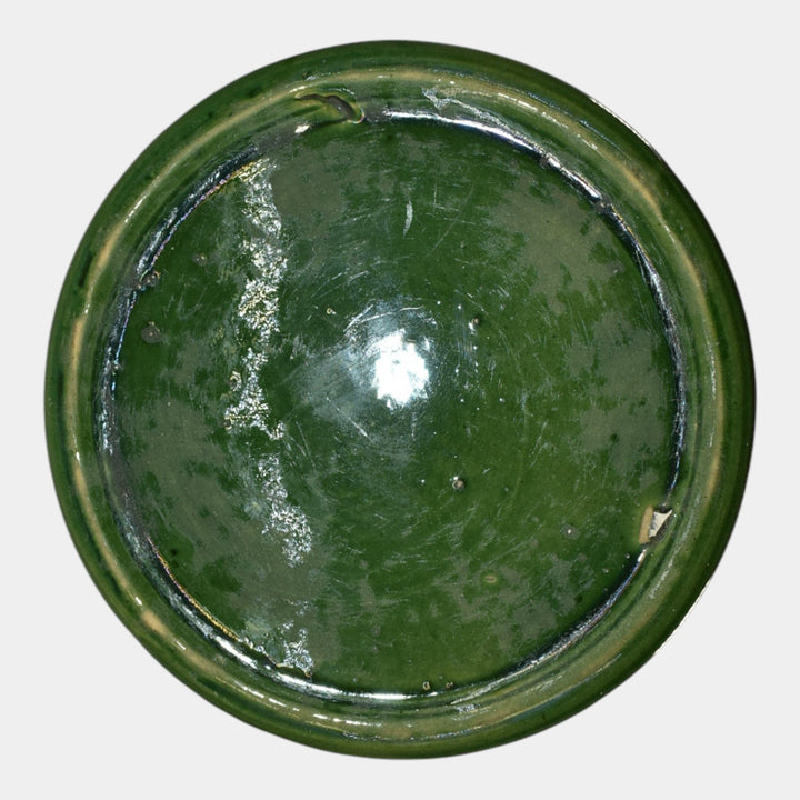 McCoy 1920s Art Deco Pottery Blended Majolica Green Pedestal 40 - Just Art Pottery