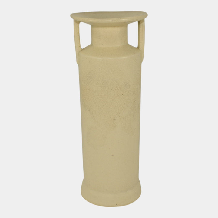 Weller Etched Matte 1905 Arts And Crafts Pottery Yellow Rose Matte White Vase