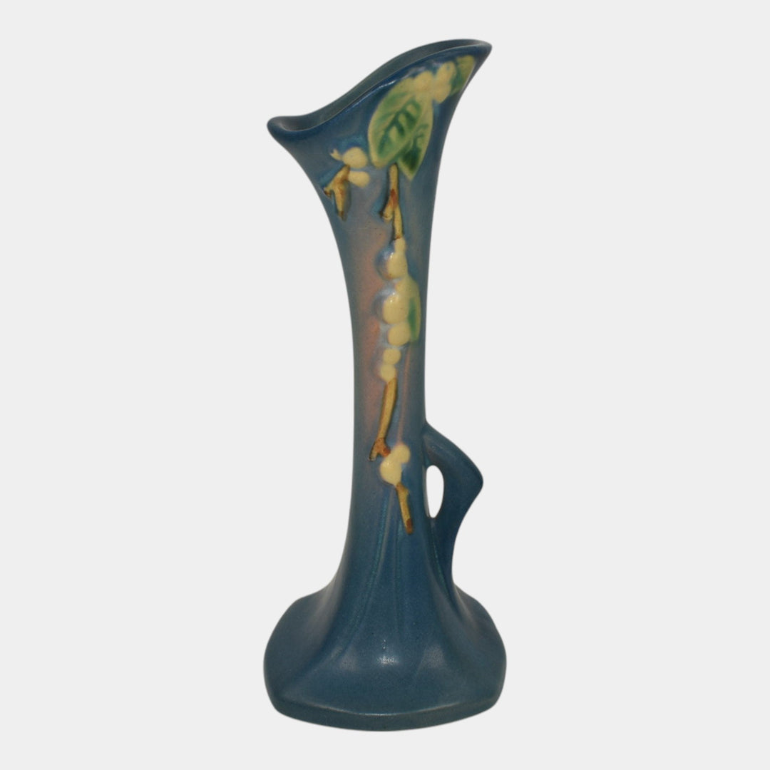 Roseville Snowberry Blue 1947 Mid Century Modern Art Pottery Bud Vase 1BV-7