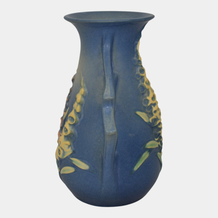 Roseville Foxglove Blue 1942 Vintage Art Deco Pottery Ceramic Flower Vase 44-6
