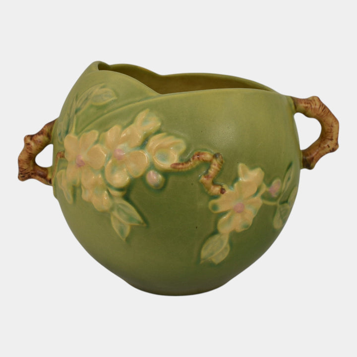 Roseville Apple Blossom Green 1949 Vintage Art Pottery Ceramic Bowl Vase 342-6