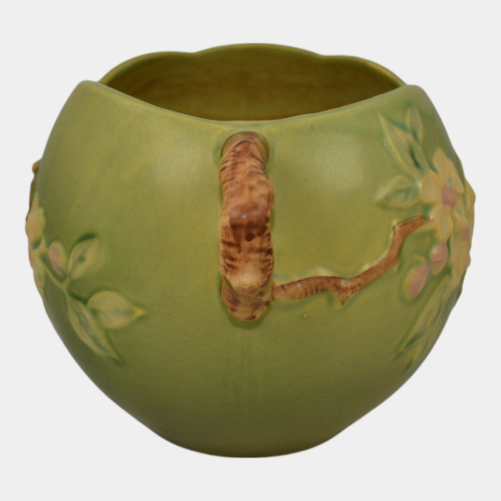 Roseville Apple Blossom Green 1949 Vintage Art Pottery Ceramic Bowl Vase 342-6