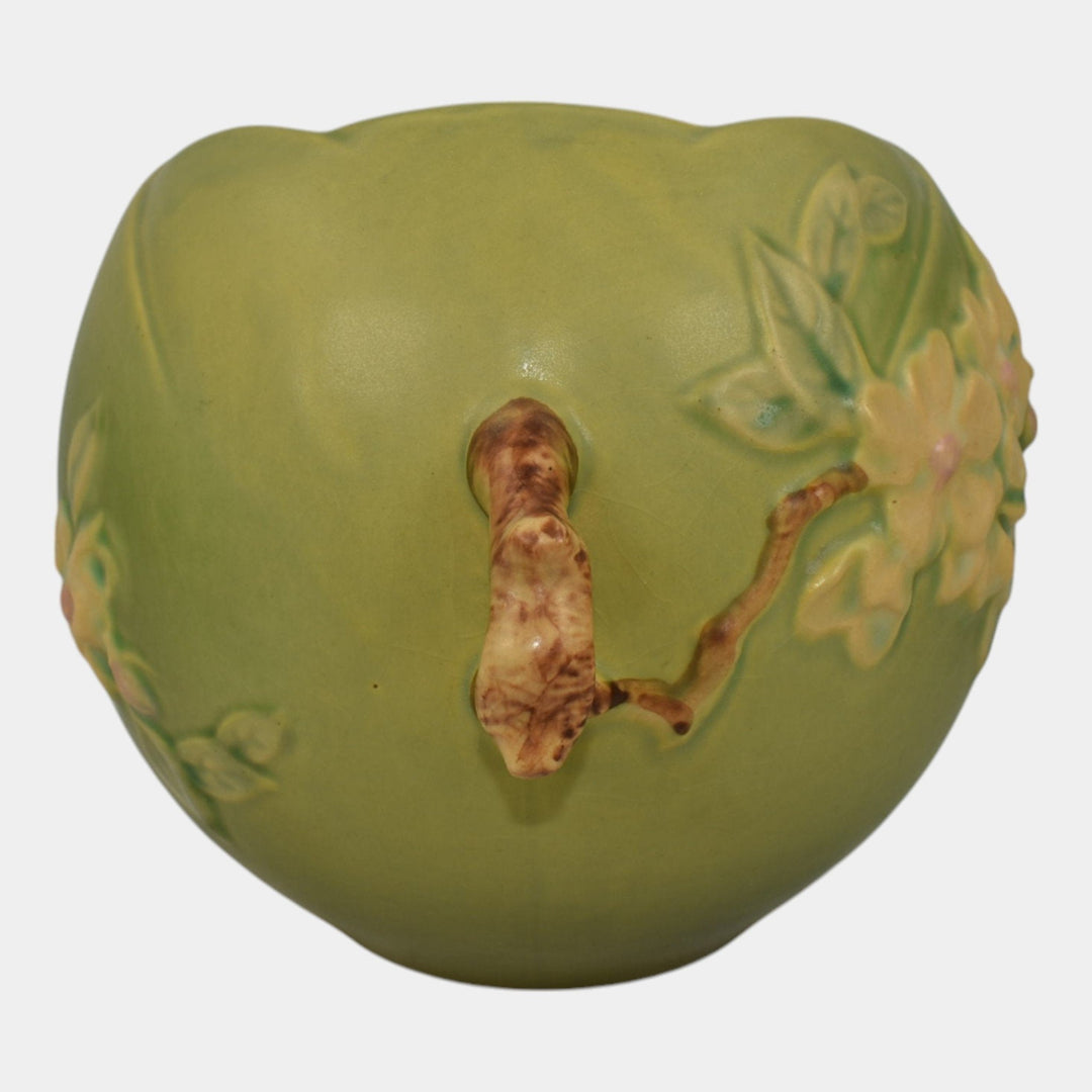 Roseville Apple Blossom Green 1949 Vintage Art Pottery Ceramic Bowl Vase 342-6