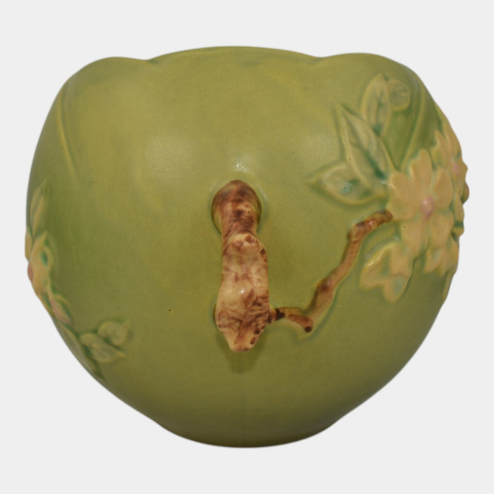 Roseville Apple Blossom Green 1949 Vintage Art Pottery Ceramic Bowl Vase 342-6