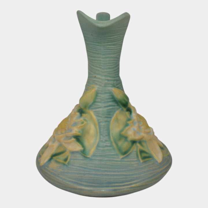 Roseville Water Lily Blue 1943 Mid Century Modern Pottery Ceramic Ewer 10-6