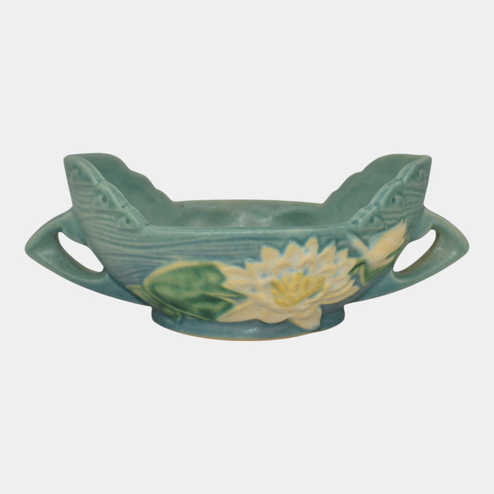 Roseville Water Lily Blue 1946 Mid Century Modern Pottery Ceramic Bowl 439-6