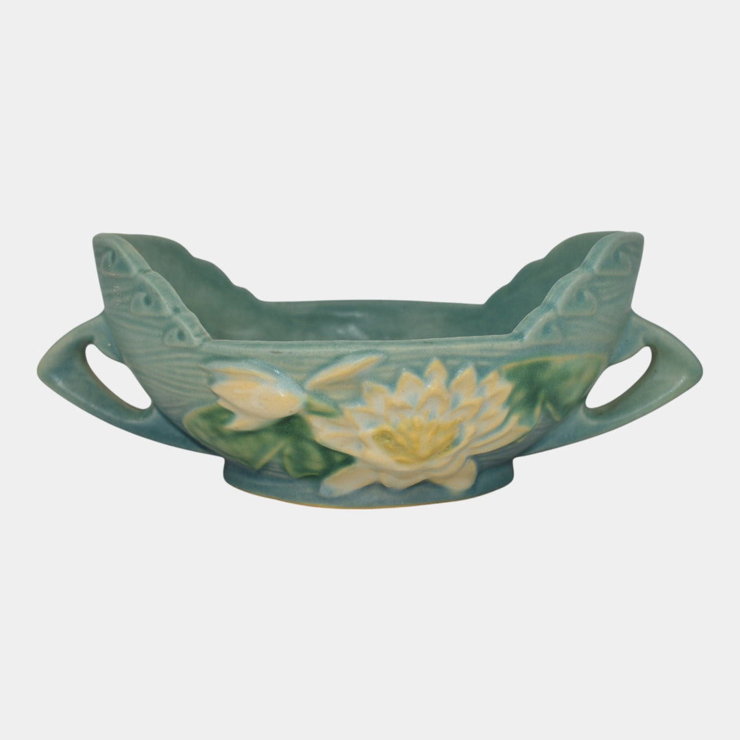 Roseville Water Lily Blue 1946 Mid Century Modern Pottery Ceramic Bowl 439-6