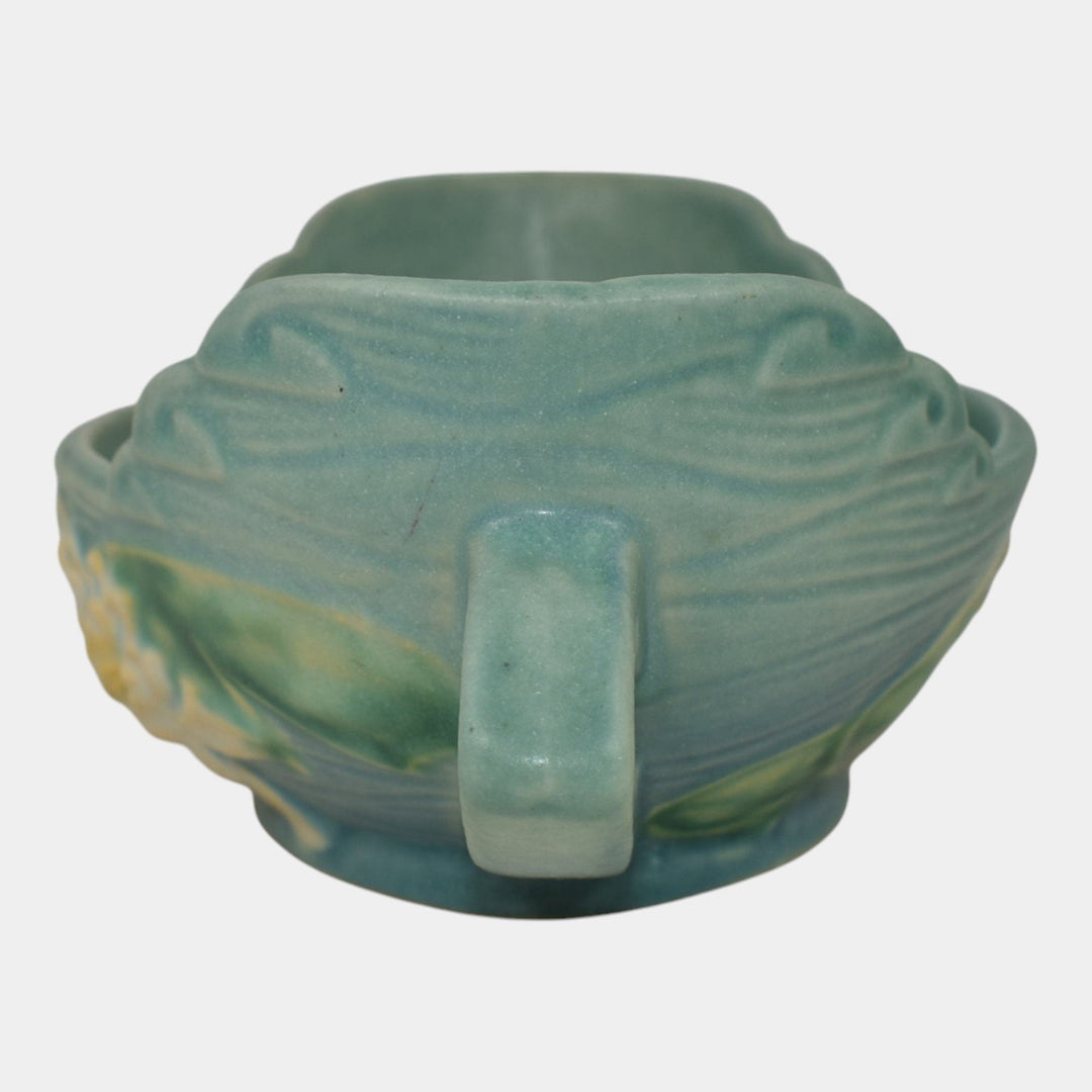 Roseville Water Lily Blue 1946 Mid Century Modern Pottery Ceramic Bowl 439-6