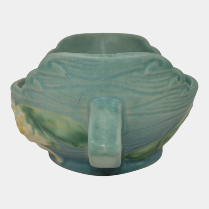 Roseville Water Lily Blue 1946 Mid Century Modern Pottery Ceramic Bowl 439-6