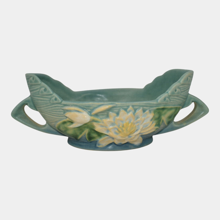 Roseville Water Lily Blue 1946 Mid Century Modern Pottery Ceramic Bowl 439-6