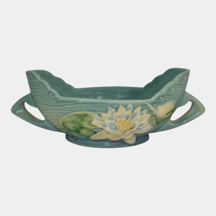 Roseville Water Lily Blue 1946 Mid Century Modern Pottery Ceramic Bowl 439-6