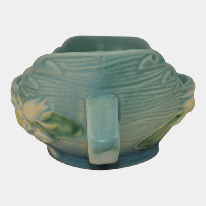 Roseville Water Lily Blue 1946 Mid Century Modern Pottery Ceramic Bowl 439-6