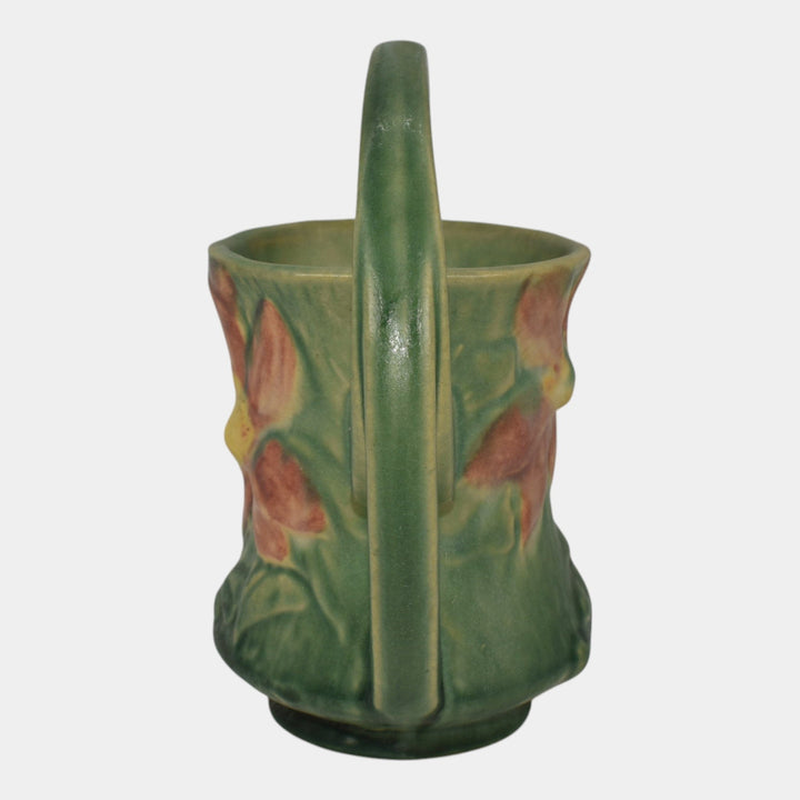 Roseville Clematis Green 1944 Vintage Art Pottery Ceramic Basket 387-7