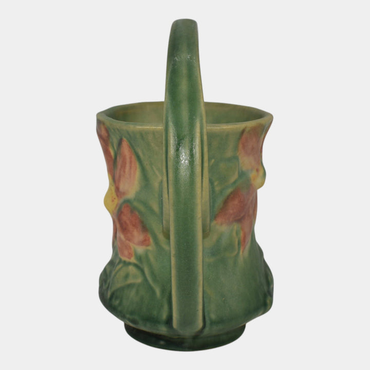 Roseville Clematis Green 1944 Vintage Art Pottery Ceramic Basket 387-7 - Just Art Pottery