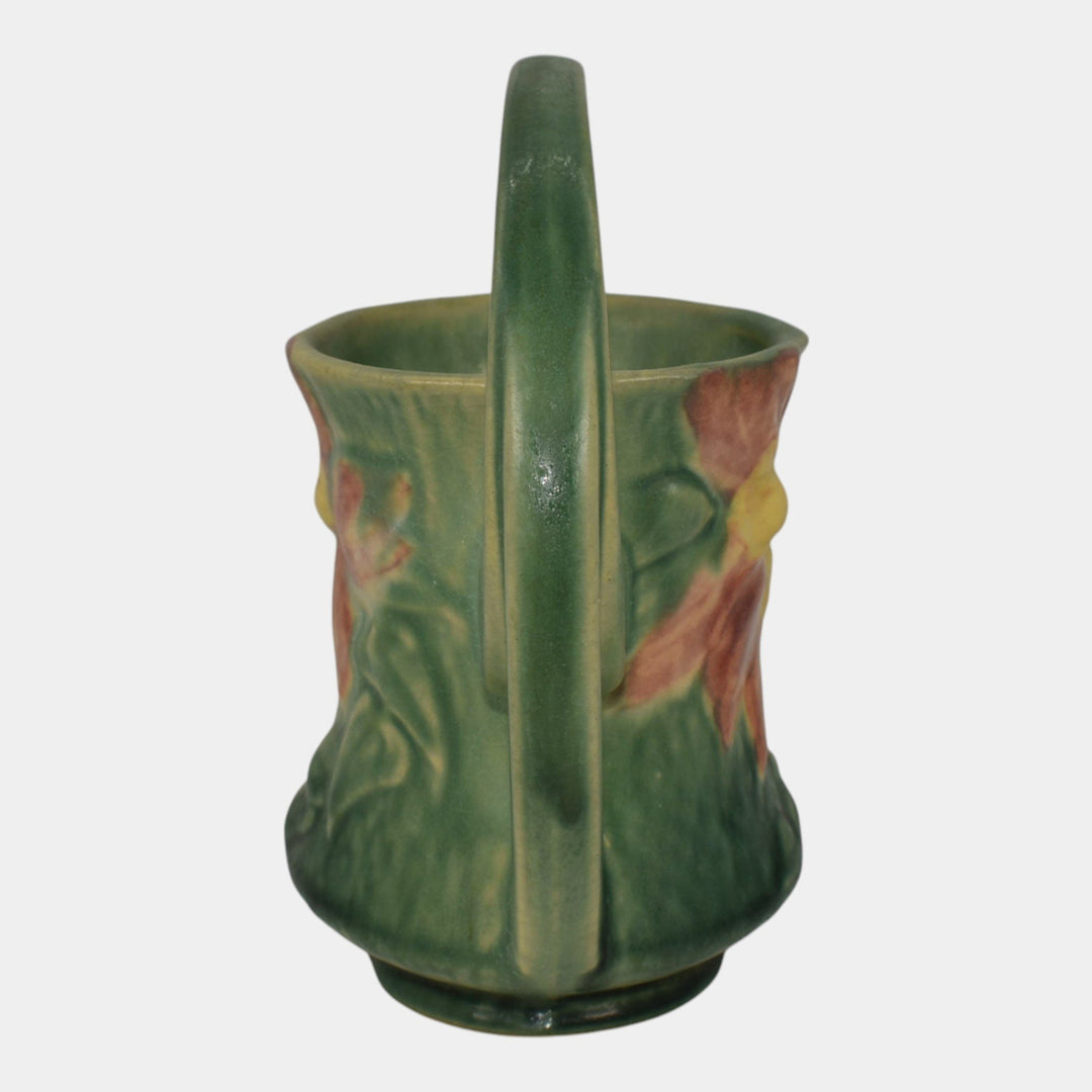 Roseville Clematis Green 1944 Vintage Art Pottery Ceramic Basket 387-7 - Just Art Pottery