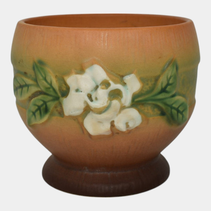 Roseville Gardenia Tan 1950 Mid Century Modern Pottery Ceramic Rose Bowl 657-3